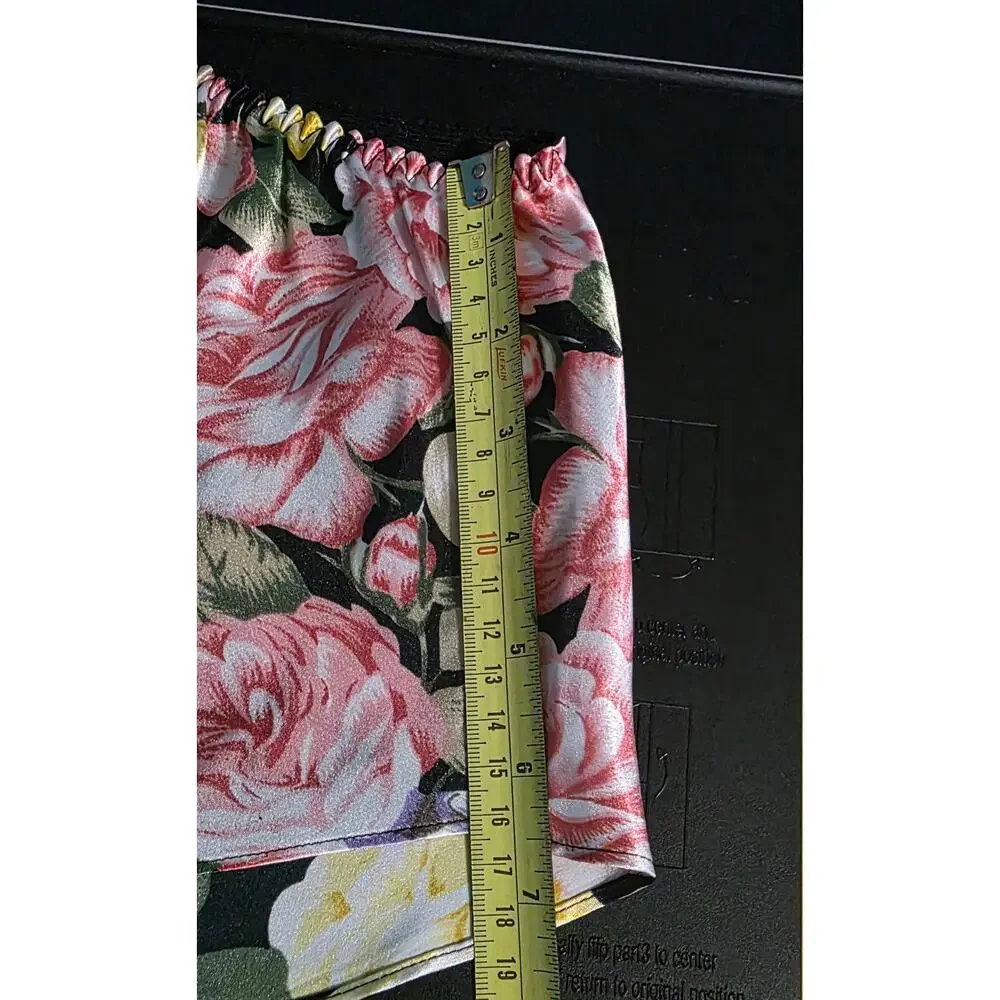Vintage Victoria's Secret Gold‎ Label satin floral high-cut shorts Size S